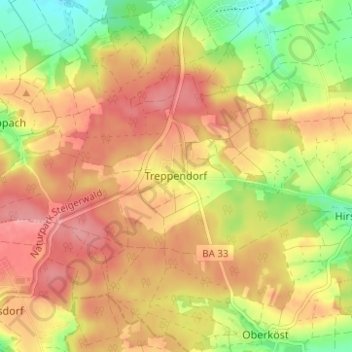 Treppendorf topographic map, elevation, terrain