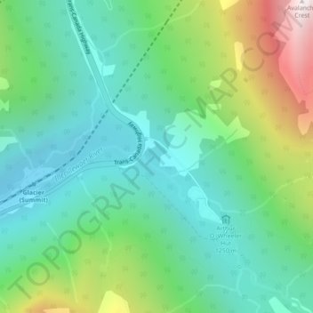 Glacier topographic map, elevation, terrain