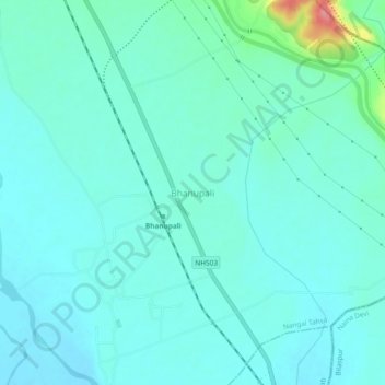 Bhanupali topographic map, elevation, terrain