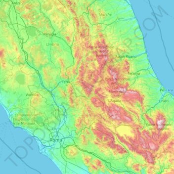 Monti Reatini topographic map, elevation, terrain