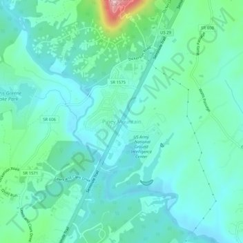Piney Mountain topographic map, elevation, terrain