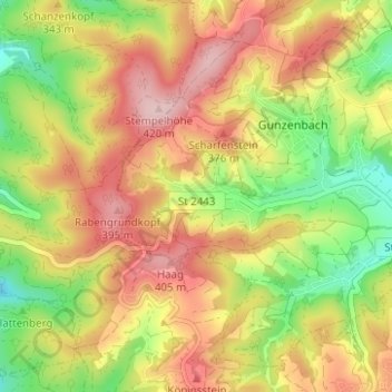 Hohl topographic map, elevation, terrain
