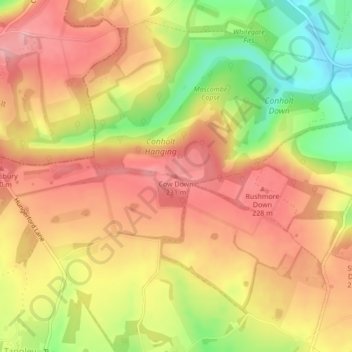 Cow Down topographic map, elevation, terrain