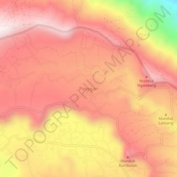 Pinggan topographic map, elevation, terrain
