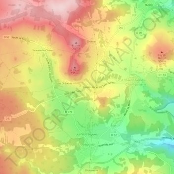 Pardon topographic map, elevation, terrain