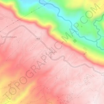 Luna topographic map, elevation, terrain