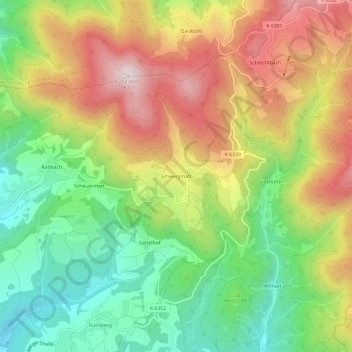 Schweigmatt topographic map, elevation, terrain