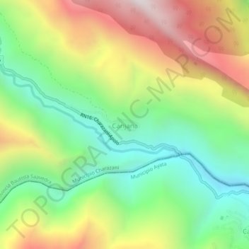 Carijana topographic map, elevation, terrain