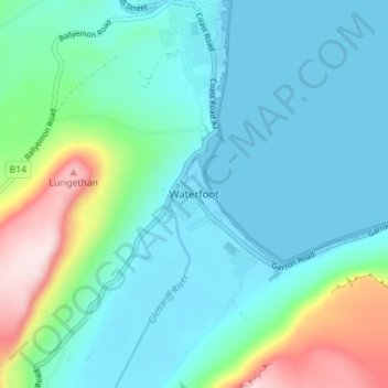 Waterfoot topographic map, elevation, terrain