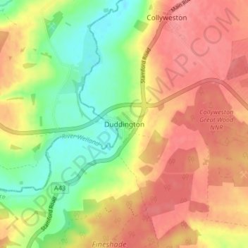 Duddington topographic map, elevation, terrain