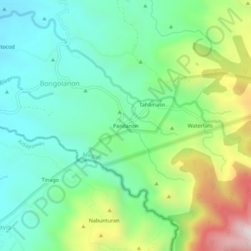 Pandanon topographic map, elevation, terrain