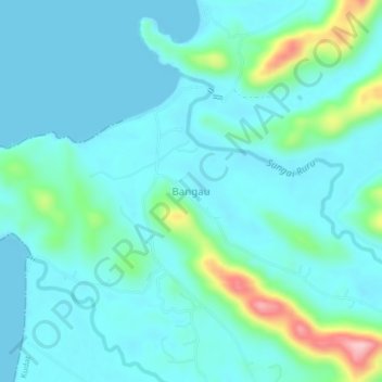 Bangau topographic map, elevation, terrain
