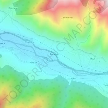 Tserawan topographic map, elevation, terrain