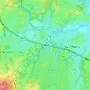 Plaitford topographic map, elevation, terrain