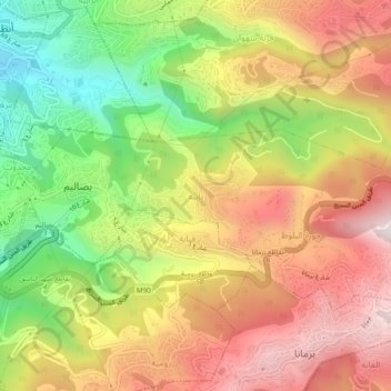 Nabay topographic map, elevation, terrain