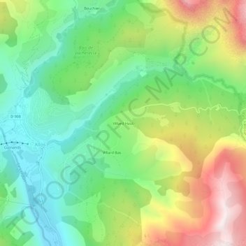 Villard Haut topographic map, elevation, terrain
