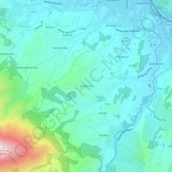 Zuharreta topographic map, elevation, terrain