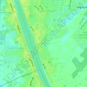 Sangkat Prek Pra topographic map, elevation, terrain