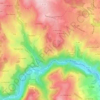Le Tillot topographic map, elevation, terrain
