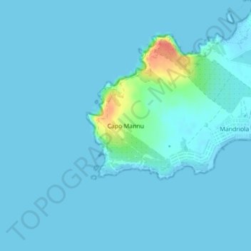 Capo Mannu topographic map, elevation, terrain