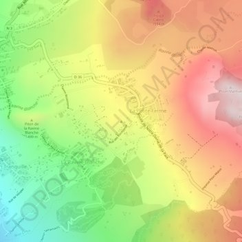 Piton Goyave topographic map, elevation, terrain