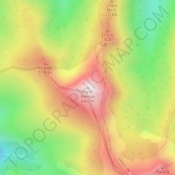 Retezat topographic map, elevation, terrain