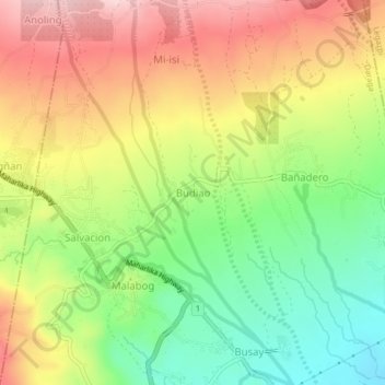 Budiao topographic map, elevation, terrain