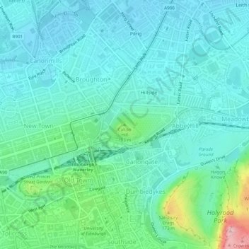 Calton Hill topographic map, elevation, terrain