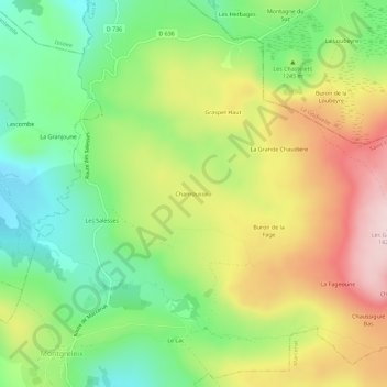 Chanrousse-- topographic map, elevation, terrain