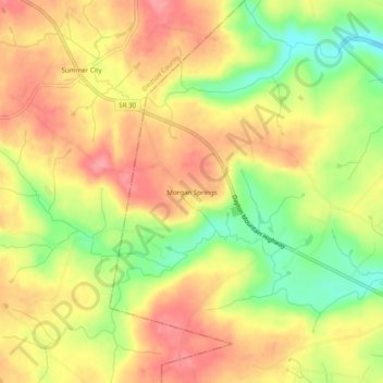 Morgan Springs topographic map, elevation, terrain