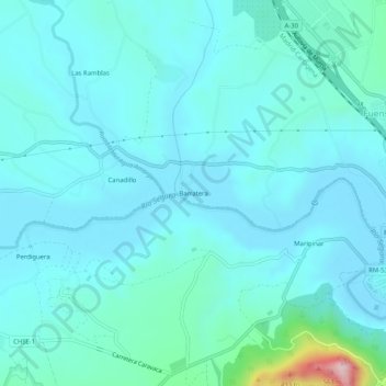 Barratera topographic map, elevation, terrain