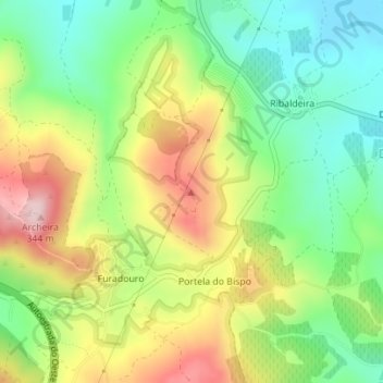 Ribaldeira topographic map, elevation, terrain