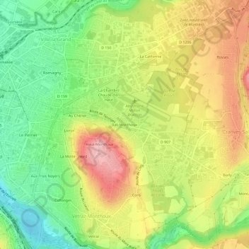 Bas-Monthoux topographic map, elevation, terrain
