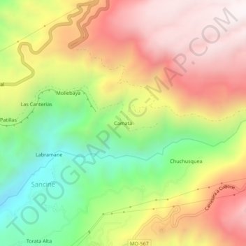 Camata topographic map, elevation, terrain