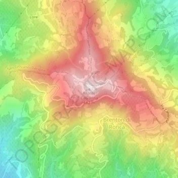 Monte Calvarina topographic map, elevation, terrain