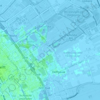 Klein Delfgauw topographic map, elevation, terrain