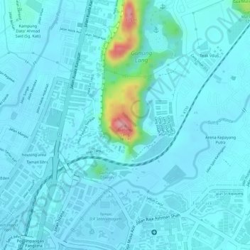 Gunung Lang topographic map, elevation, terrain