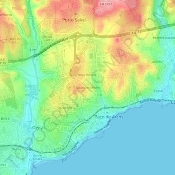Tapada do Mocho topographic map, elevation, terrain