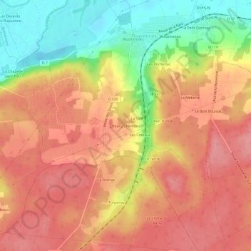 Bourg Chevreau topographic map, elevation, terrain