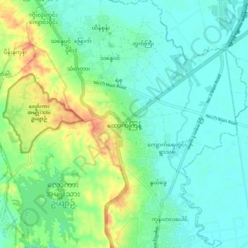 Htauk Kyant topographic map, elevation, terrain