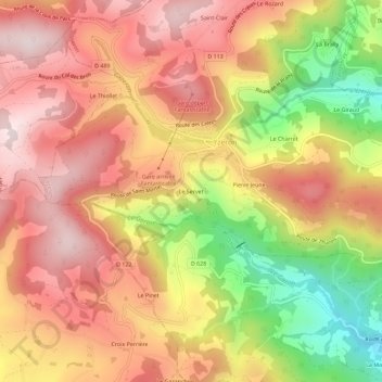 Le Servet topographic map, elevation, terrain