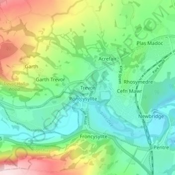 Trevor topographic map, elevation, terrain