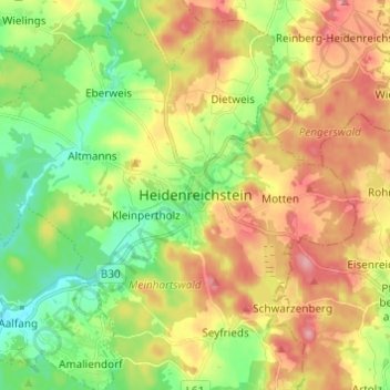 Heidenreichstein topographic map, elevation, terrain