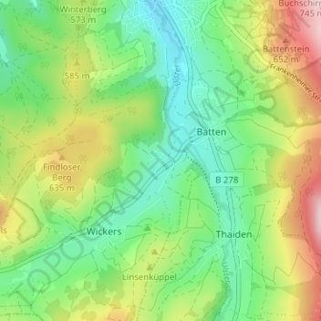 Findlos topographic map, elevation, terrain