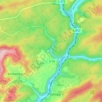 Schweinstal topographic map, elevation, terrain