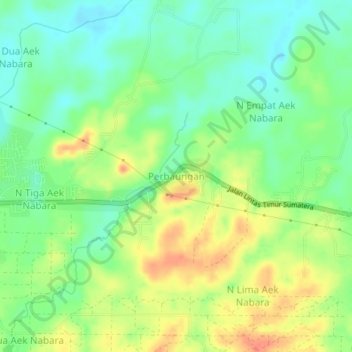 Perbaungan topographic map, elevation, terrain
