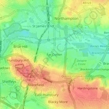 Far Cotton topographic map, elevation, terrain