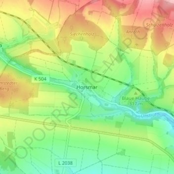 Horsmar topographic map, elevation, terrain