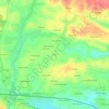 Kerlan topographic map, elevation, terrain