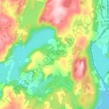 Dybing topographic map, elevation, terrain